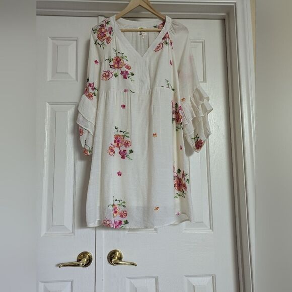 Anthropology Fig And Flower Cottage Boho Embroidered Dress - Picture 2 of 6